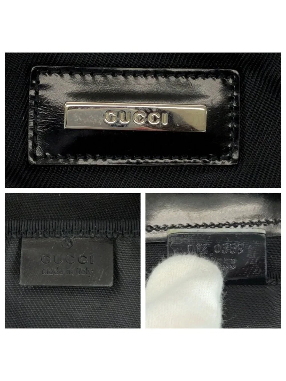 Gucci Black Silver Nylon Boston Bag
